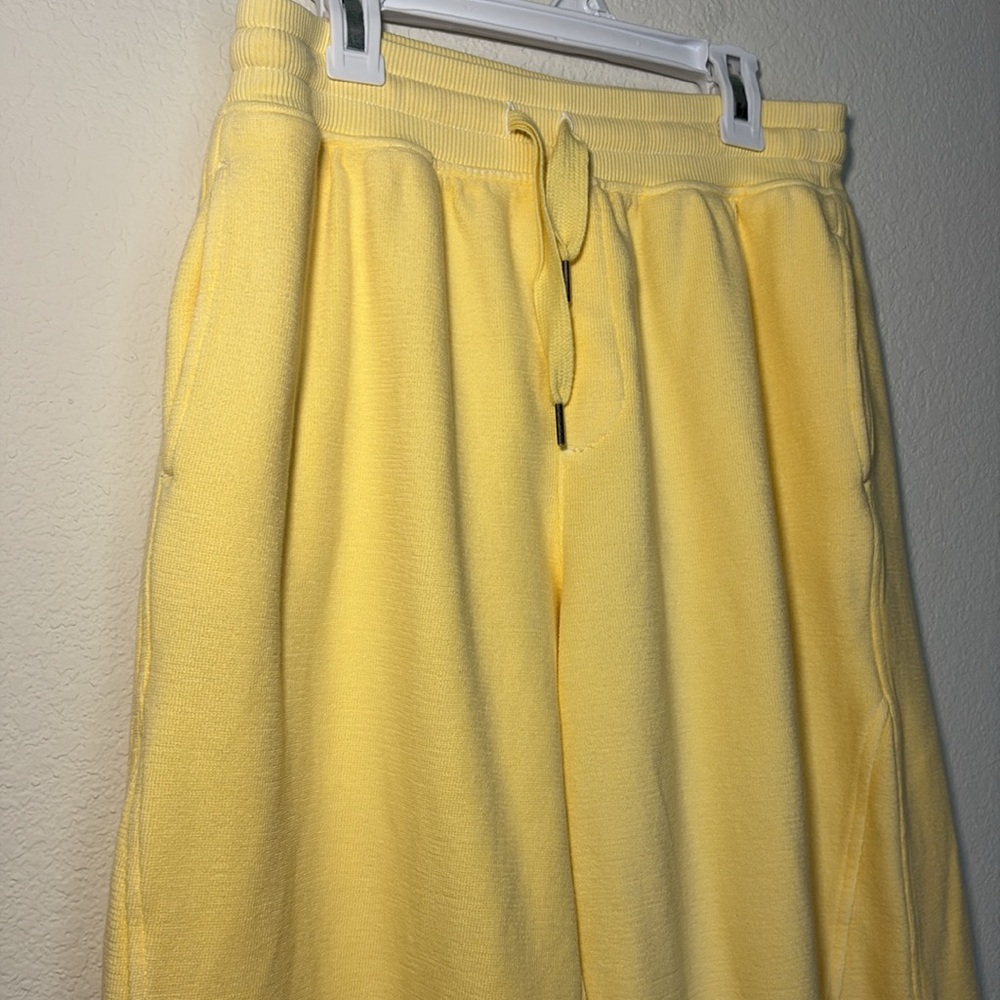 Aerie Soft Landing Ribbed Trousers Butter Yellow Wide Leg Sweatpants XS - Picture 3 of 6